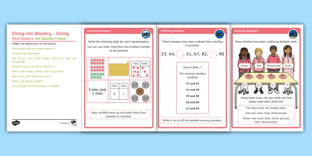 Year 1 Diving into Mastery Ordering Numbers Activity Cards