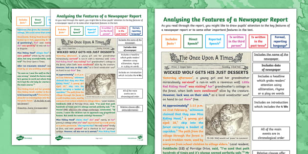KS2 Analysing the Features of a Newspaper Report: Example ...