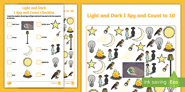 Light and Dark I Spy and Count Activity to 10