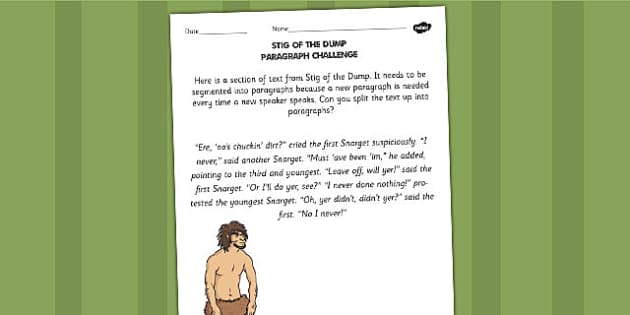 Stig Of The Dump Paragraph Challenge Activity