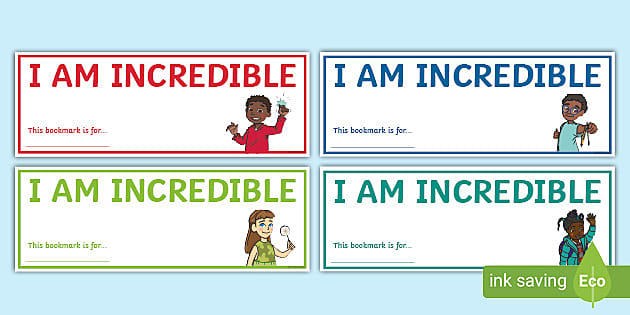 FREE! - I Am Incredible Bookmark – Bookmarks – Twinkl Resources