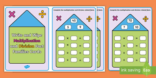Multiplication Fact Families Triangles 6 Laminated Dry Erase Activity Card 