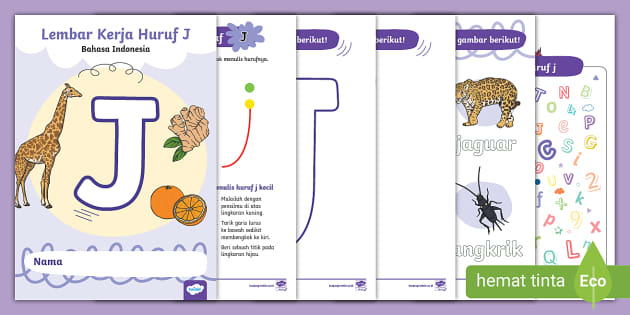 Booklet Menulis Huruf Alfabet 'J' Bahasa Indonesia - Twinkl