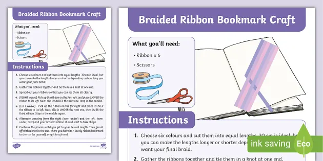 FREE! - Braided Ribbon- Bookmark Ideas Craft (Teacher-Made)