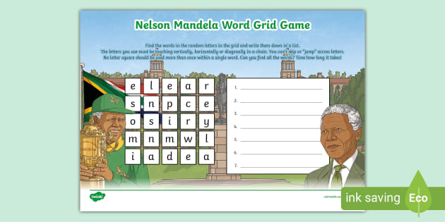 Free Nelson Mandela Word Grid Game Teacher Made