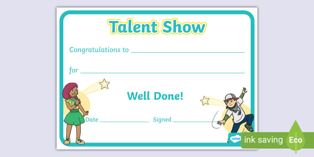 Talent Show Certificate (teacher made) - Twinkl