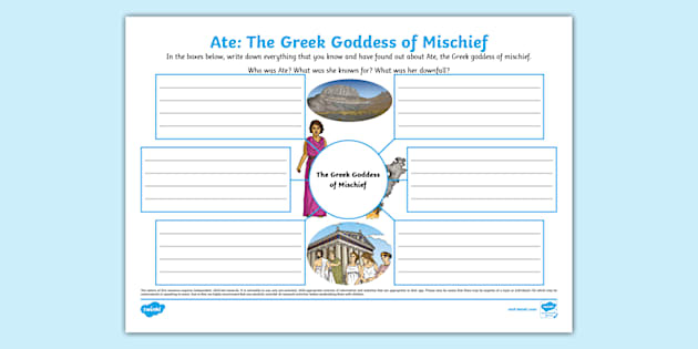 Ate: The Greek Goddess of Mischief Mind Map (teacher made)
