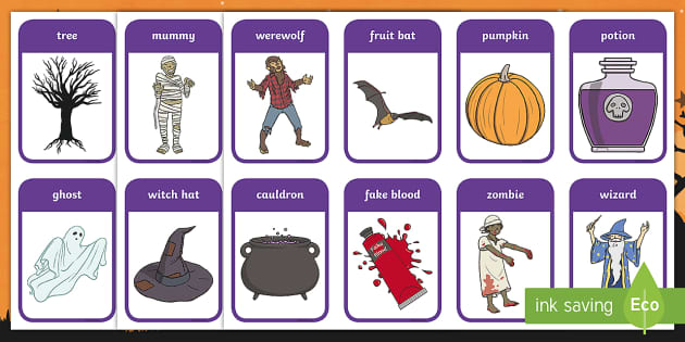 Pósters: Vocabulario de Halloween (teacher made) - Twinkl