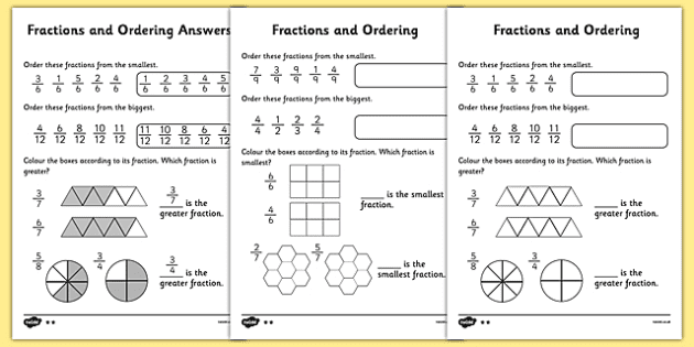 ordering and simplifying fractions worksheet twinkl