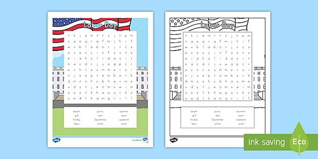 Labor Day Word Search Teacher Made