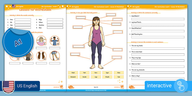 ESL Curriculum (US-English) Lesson 10 Interactive Worksheet