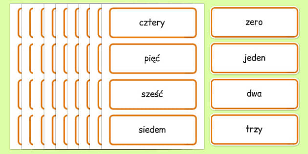 Liczby Od 1 Do 100 Po Polsku Karty ze słownictwem Liczby 0-100 po polsku - matematyka