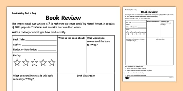 Book Review Worksheet