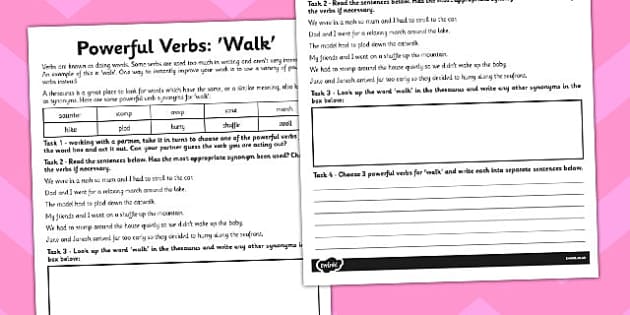 3rd Grade Powerful Verbs Worksheet