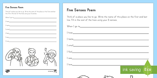 Five Senses Poem Activity (teacher made) - Twinkl