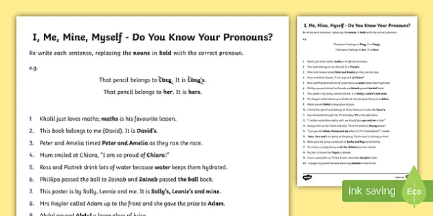 using pronouns activity printable pronouns worksheet