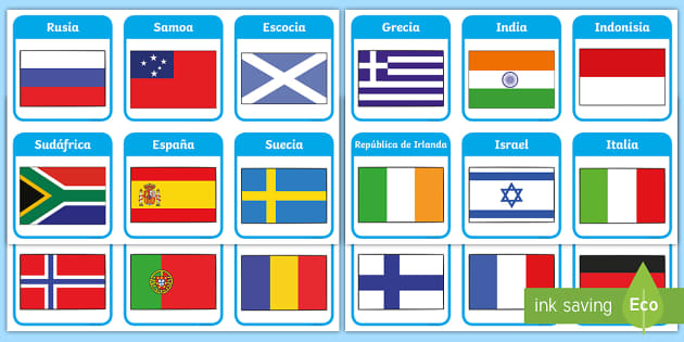 Tarjetas de vocabulario: Países y banderas