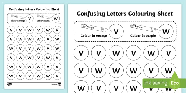 Confusing Letters Colouring Sheet V and W (teacher made)