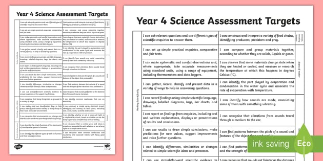 2014 national curriculum year 4 science assessment targets