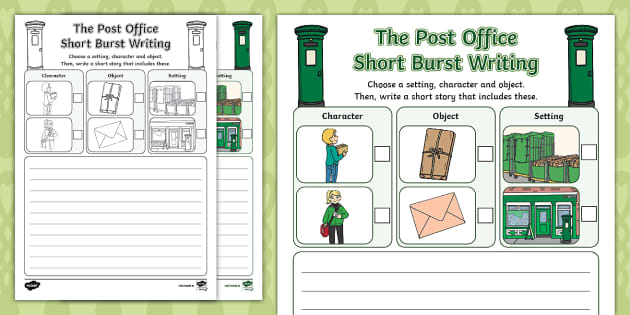 The Post Office Short Burst Writing Template - Twinkl