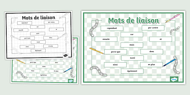 Affiche : Mots de liaison (teacher made) - Twinkl