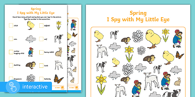 Spring Aistear I Spy With My Little Eye Worksheet - Twinkl