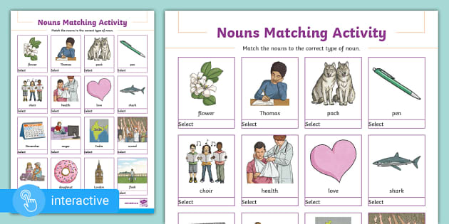 Nouns Interactive Pdf Matching Activity Teacher Made Nouns Interactive Pdf Matching Activity Teacher Made