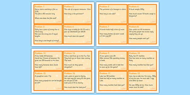 problem solving cards year 4