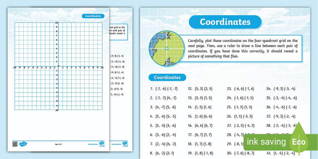 Plotting Coordinates In All Four Quadrants Worksheet 4535