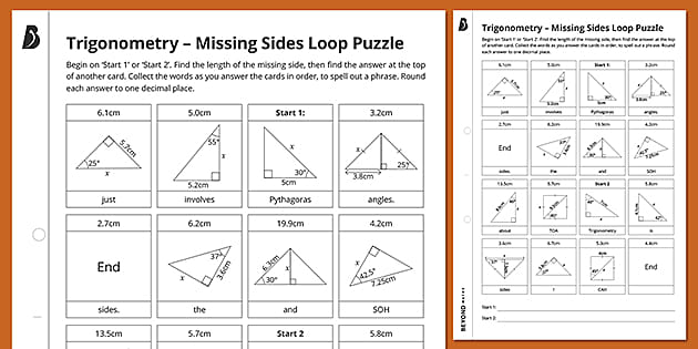 Trigonometry Missing Sides Loop Puzzle Ks Maths