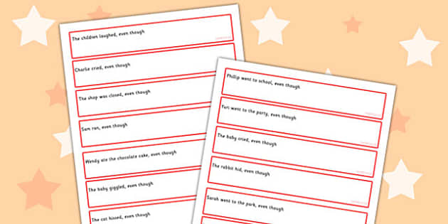 Sentence Starters With Even Though Complete The Sentence Activity