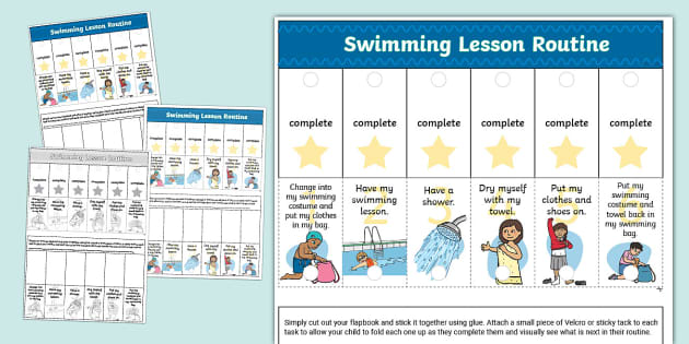 Swimming Visual Routine Flapbook (teacher made) - Twinkl