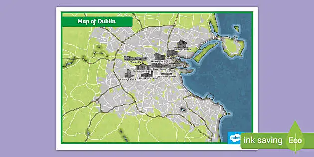 Printable Map Of Dublin Dublin Map (Teacher Made)