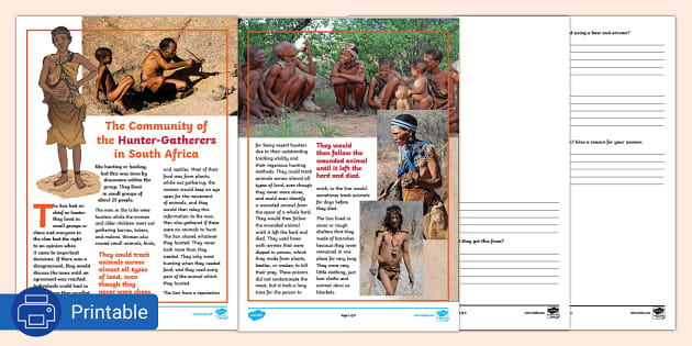 The Community of the Hunter-Gatherer - Activity Sheet