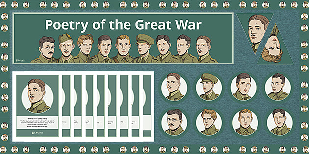 Famous War Poets Display Pack | WWI | GCSE English | Beyond