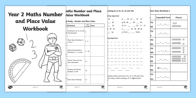 year 2 maths number and place value workbook teaching aid
