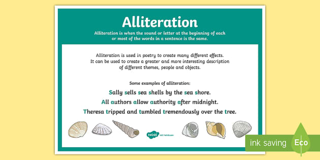 Alliteration Poetry Terms A4 Display Poster | Literacy