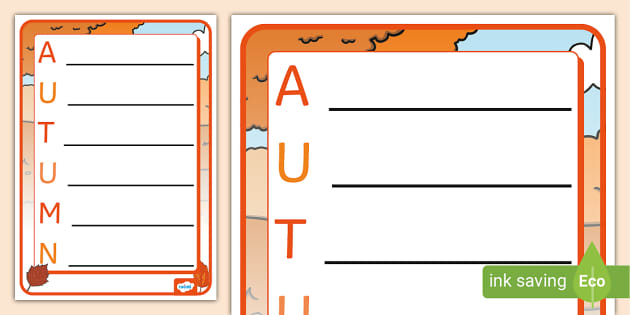 Autumn Acrostic Poem Template (teacher made) - Twinkl