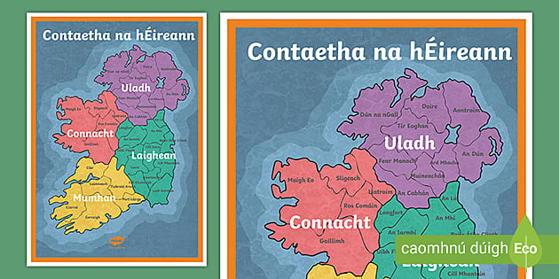 Map of Ireland in Irish | Gaeilge Resources | Twinkl