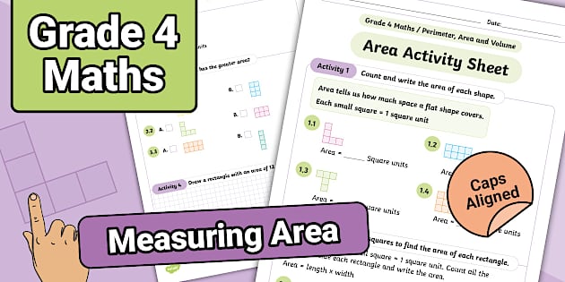 Human Resource Unit Grade 4 Maths - Area: Counting Square Units - Activity Sheet (CAPS Aligned)