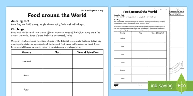 T2 G 4037 Food Around The World Activity Sheet Ver 2 