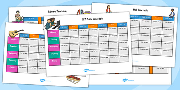 School Area Timetables Teacher Made Twinkl