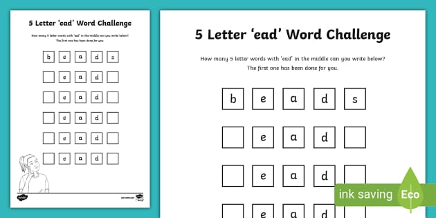 5 Letter ead Word Challenge teacher made Twinkl