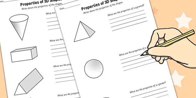 year 2 properties of 3d shapes worksheet worksheet pack