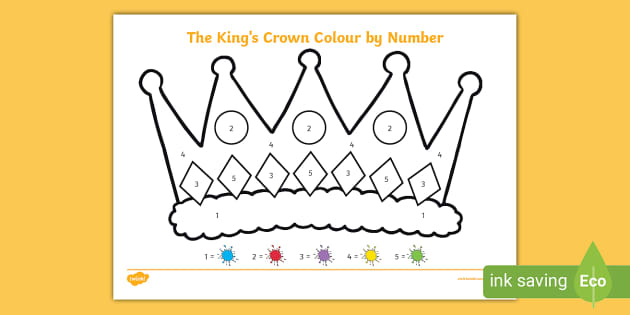 👉 EYFS The King's Crown Colour by Number Activity