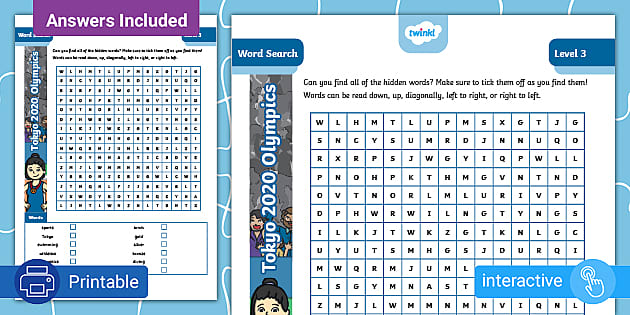 2020 Olympics Word Search – Level 3 – Twinkl – Kids Puzzles