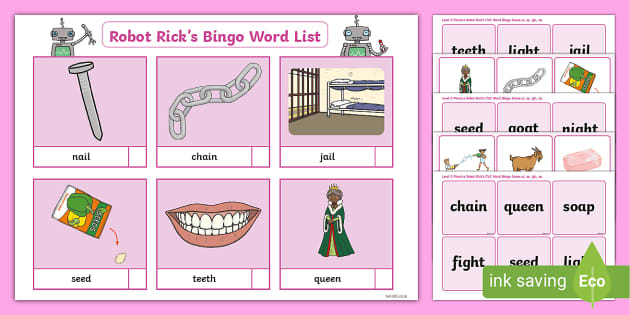 Vocabulary List #3 Bingo Card