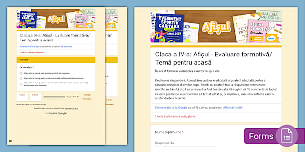 Clasa a IV-a: Afișul - Evaluare formativă/ Temă pentru acasă