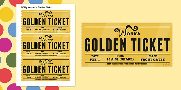 Wonka Chocolate Bar Gift with new Golden Ticket on Front and Inside Great gift 
