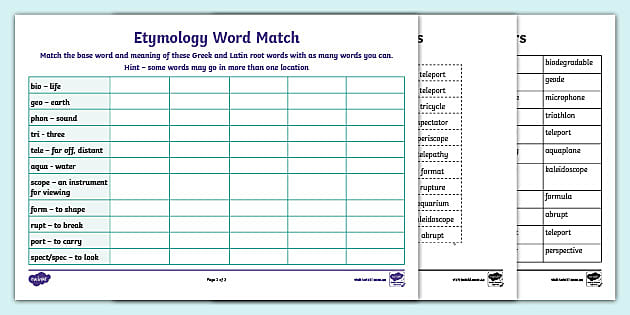 word etymology assignment